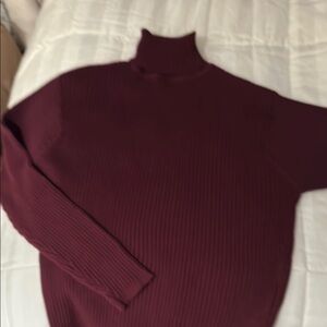 Burgundy Turtleneck Sweater, 100% cotton. Ribbed